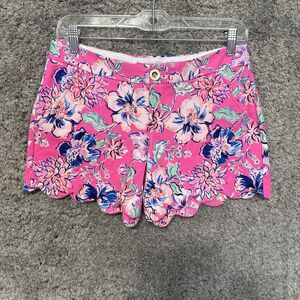 LILLY PULITZER Knit Buttercup Shorts  "LAST BUD NOT LEAST"  Size 2 Pink Floral